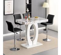 halo milo marble effect bar table with 4 ripple black stools