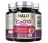 Halo Nutrition CoQ10 Capsules with Omega 3 TG & Natural Vitamin E - 120 Capsules, High Strength Co-Enzyme Q10 Supplement, Heart & Antioxidant Support, UK Made Halal Formula