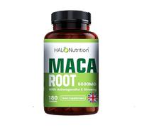 HALO Nutrition Maca Root Tabelts with Ashwagandha and Ginseng -180 High Strength 6000mg Maca Root + Ashwagandh Ginseng & Black Pepper Tablets | 6-Month Supply Vegan | High Potency |Made in The UK