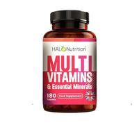 Halo Nutrition Multivitamins & Essential Minerals 180 Tablets - Daily Multivitamin Supplement with Vitamins A, C, D, E, B Complex, Zinc, Magnesium & Iron - Halal, Vegetarian & Gluten Free