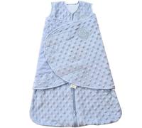 HALO SleepSack Plush Dot Velboa Swaddle, Blue, Newborn