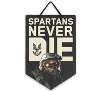 Halo Spartans Never Die Hanging Metal Sign