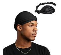 Halo Turban Durag for Men Quick Dry Sports Bandana Cycling Skull Cap Vintage Silky Satin Durag Head Wrap Summer Under-Helmet Cycling Headscarf for Outdoor Sports Jogging Climbing Skiing Beanies Cap