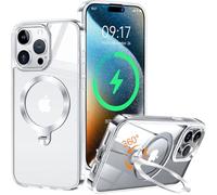 HaloArt 360° Rotating Magnetic Holder Cover for iPhone 15 Pro Max [Stable CD Ring Holder for MagSafe] [No.1 Magnetic Power & Military Protection] Slim Shockproof Case, Transparent