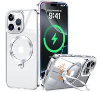 HaloArt 360° Rotating Magnetic Holder Cover for iPhone 16 Pro Max [Stable CD Ring Holder for MagSafe] [No.1 Magnetic Power & Military Protection] Slim Shockproof Case, Transparent