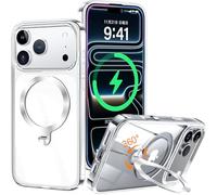 HaloArt 360° Rotating Magnetic Holder Cover for iPhone 17 Pro [Stable CD Ring Holder for MagSafe] [No.1 Magnetic Power & Military Protection] Slim Shockproof Protective Case, Transparent