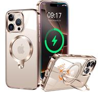 HaloArt 360° Rotating Magnetic Stand Cover for iPhone 16 Pro Max [Stable CD Ring Holder for MagSafe] [No.1 Magnetic Power & Military Protection] Slim Shockproof Case, Titanium Sand