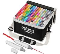 Halobios 168 Colors Marker Set, Permanent Alcohol Markers, Dual Tip Fine & Chisel Art Markers for Drawing, Sketching, Anime, Manga, Colouring Pens for Adults Artists with Shoulder Strap Carrying Case