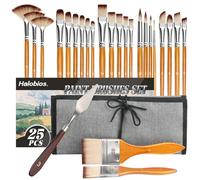 Halobios 25pcs Paint Brush Set, Professional Paint Brushes with Canvas Roll and Palette Knife, Acrylic Paintbrush Kit for Artist,Watercolor,Oil,Gouache
