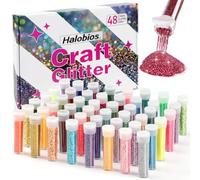Halobios 48 Colors Glitter Set with Gift Boxes, Extra Fine Glitter Powder for DIY, Nail Art, Body, Hair, Face, Make up, Craft Glitter for Epoxy Resin, Slime, Christmas Decoration
