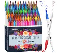 Halobios Dual Tip Brush Pens | 120 Colors Premium Packaging, Felt Tip Art Markers with Digital Code for Sketching, Calligraphy & Lettering