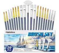 Halobios Paint Brushes Set, 20PCS Painting Brushes Different Types of Brushes for Acylic Paint, Watercolor, Oil, Paint Brushes Bulk for Nail, Face Art, Craft, Rock Painting and School Project