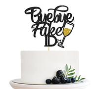 Halodete Bye Bye Fake ID Cake Topper, 18th 21st Birthday Cake Topper, Legal & 21, Happy Birthday Party Cake Decorations Black Gold Glitter