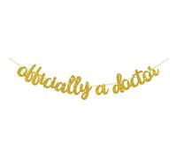 Halodete Officially a Doctor Banner - Congrats Doctor Garland Bunting - Medical School High School University Graduation Party Decorations - Glitter Gold