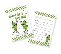 Halodete Pickle Cucumber Invitation Cards, Kind of a Big Dill Sign Invitation Cards Supplies, Fill-in Invitations, Baby Shower Fruit Vegetable Greeting Cards, Funny Birthday Party Decorations, 30 Pcs