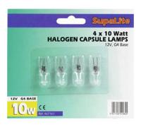 Halogen Capsule Lamps Light Bulbs 4 X 10 WATT 12V, G4 Base