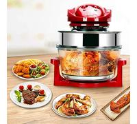 Halogen Convection Oven Cooker Air Fryer 10L with Lid Accessories Glass Bowl Timer - Oil-free Healthy Baking Grill with Safety Features