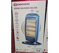 Daewoo Portable Oscillating Halogen Heater | 75 Degrees Oscillation | 3 Heat Settings | Tip Over Cut-Out | Instant Heat Glow | Ideal For Homes And Offices | 1200W - Black/Grey HEA1416
