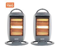 Geepas 1200W Halogen Heater | Instant Heating Portable Heater, 3 Heat Settings 400/800/1200W| Oscillation Function, Carry Handle & Safety Tip Over Switch (With Handle - Pack of 2)