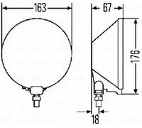 HELLA 1F4 005 750-101 Halogen-Spotlight - Comet 500 - 12V - Round - Reference number: 37.5 - Bolted - Patterned diffusing lens - Lens Colour: Crystal clear - left/right