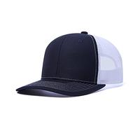 HaloHorus Curved Snapback Trucker Hat for Men Women, Adjustable Mesh Athletics Baseball Cap for Running, Fishing, Workout, C6-navy-white, One Size