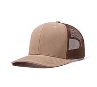 HaloHorus Curved Snapback Trucker Hat for Men Women, Adjustable Mesh Athletics Baseball Cap for Running, Fishing, Workout, C6-khaki-coffee, One Size