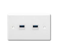 Halokny 2 Port USB 3.0 Wall Plate, White, USB 3.0 Female to Female Keystone Jack, Charging and Data Transfer, 4.53 x 2.75 Inch