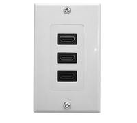Halokny HDMI Wall Plate - 3 Port HDMI Female Coupler, Component, Composite Wall Outlet Mount Socket Face Plate Panel Cover for Projector & Home Theater (White)