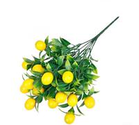 HaloModora Artificial 7 Prong Lucky Fruit Plant, Realistic Plastic Fake Grass with Mixed Fruits for Wedding Hotel Decor, 32cm(Lemon)