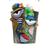 HaloModora Artistic Frowning Face, Colorful Resin Flower Pot for Garden Tabletop Decor, Abstract Succulent Holder(M)