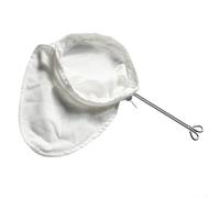 HaloModora Dense Mesh Cotton Tea Filter Bag with Stainless Steel Ring, 600-Mesh Strainer for Hong Kong Milk Tea and Coffee, Reusable Kitchen Sieve for Smooth Drinks, White(L)