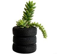 HaloModora for MINI Tire Shaped Flower Pot for Succulents Lightweight Resin for Desk Shelf Home Decoration