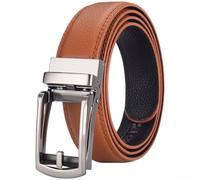 HaloModora Men's PU Leather Ratchet Belt Automatic Buckle Trim to Fit | Automatic ratchet buckle, trim to fit design, soft PU leather, 35mm width, black and brown options