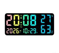 HaloModora RGB Ambient Light Wall Clock, Comprehensive Full-Screen Display for Time Date Temperature Humidity, Vibrant Color Changing Effects, Dual Mounting Style for Home Improvement