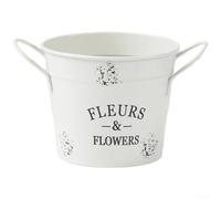 HaloModora Space Saving Vintage Iron Flower Pot, Round Metal for Small Plants and Succulent Display(creamy white)