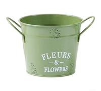 HaloModora Space Saving Vintage Iron Flower Pot, Round Metal for Small Plants and Succulent Display(Green)