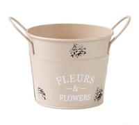 HaloModora Space Saving Vintage Iron Flower Pot, Round Metal for Small Plants and Succulent Display(Light Coffee)