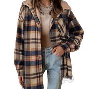 HaloModora Women Plaid Woolen Coat Warm Thick Jacket Autumn | Plaid woolen design, warm thick fabric, autumn winter wear, regular length, medium stretch