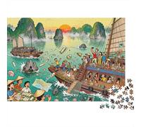 Halong Bay Junk Boat Jamboree Wooden Jigsaw Puzzle Waterproof 1000 Piece Puzzles for Adults Fun Educational Games
