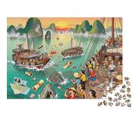 Halong Bay Junk Boat Jamboree Wooden Jigsaw Puzzle Waterproof 1000 Piece Puzzles for Adults Impossible Challenging Games