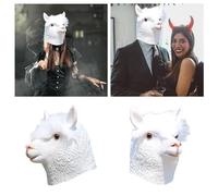 Halooween Inflatable Decorations Gadgets for Adults Party Horse Goats Style Latex Toys Halloween Head Prop Animal Halloween Latex Mud Horse Headgear Cos Quirky Holiday Party (White, One Size)