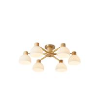 HALOPNCT Ceiling Lighting Fixtures Chandelier 3-Lights Ceiling Lamp with White Frosted Glass Modern Globe Semi Flush Mount Ceiling Lamp for Living Room(Tricolor dimming A-6 Lights)
