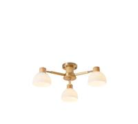 HALOPNCT Ceiling Lighting Fixtures Chandelier 3-Lights Ceiling Lamp with White Frosted Glass Modern Globe Semi Flush Mount Ceiling Lamp for Living Room(Warm Light A-3 Lights)