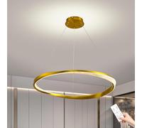 HALOPNCT Chandelier Ceiling light Modern Gold Ring LED with Remote 1 Ring Gold Round s Dimmable Crystal Ring for Living Room Kitchen Island Dining Room（23.6" D