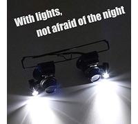 HALOPNCT Magnifying Magnifying glass Glasses loupes Magnifier eyewear with LED lighting Watch Repai 20X Dual Eye Jewelry Loupe Lens (Magnification : 20X)