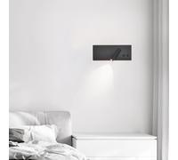 HALOPNCT Wall Lamps Lights Modern LED Indoor Rotation with Switch with Adjustable Spotlight Aluminium Acrylic for Bedroom Living Room Bedside (Black Right Neutral Light)