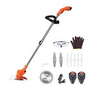 Haloppe 12V Cordless Strimmer,Telescopic Lightweight Electric Grass Trimmer with 3 Types Blade& 2x2000mAh Battery Garden Strimmer Grass Cutter for Garden Yard Lawn Care Orange