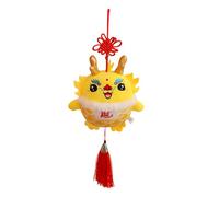 Haloppe Fluffy Dragon Pendant Chinese Zodiac Doll Plush Year of 2024 Mascot Cute Embroidery Pattern Soft Stuffed Animal Hanging Ornament Home Party Decoration Yellow S