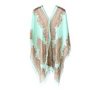 Haloppe Women Poncho Multi-purpose Bohemian Scarf Poncho Sun Protection Spring Summer Mint Green