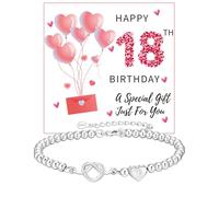 Halora 18th Birthday Gifts for Girls, Sterling Silver Bead Bracelet for Women Adjustable Knot Heart Bracelets 18th Birthday Jewellery Gifts with Card for Girls Daughter Sister